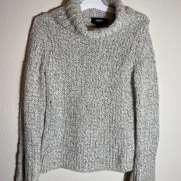 Express Hand Knit Turtleneck Sweater Wool Blend - Picture 7 of 7